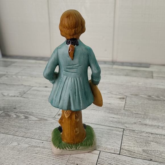 Colonial Man Holding Hat Figurine 6" Tall Green Jacket Yellow Tie Home Decor - Picture 6 of 9